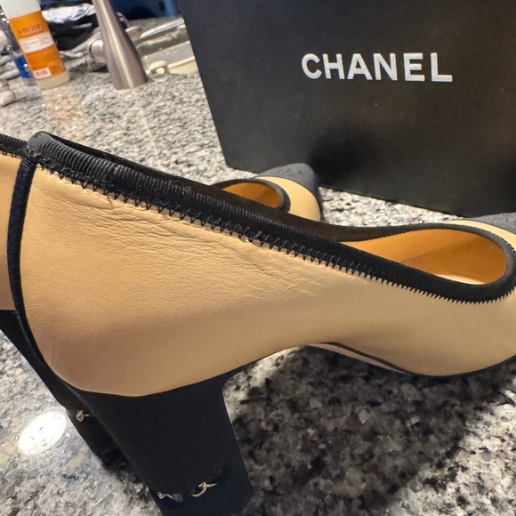 CHANEL Women's Two-Tone Heels in Tan and Black - Picture 8 of 14